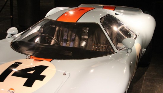 1966 Ford GT40 Mirage in Gulf Oil livery at the Black Hawk Automotive Museum.
