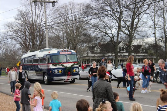 Leipers Fork Christmas Parade 2015. This "Class of 56" bus got the full restomod touch being converted into a beautiful motor home.